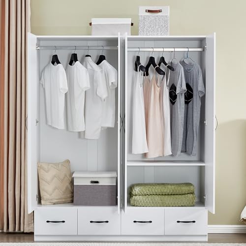 Gray Wood Armoire Wardrobe with 3 Drawers U997530