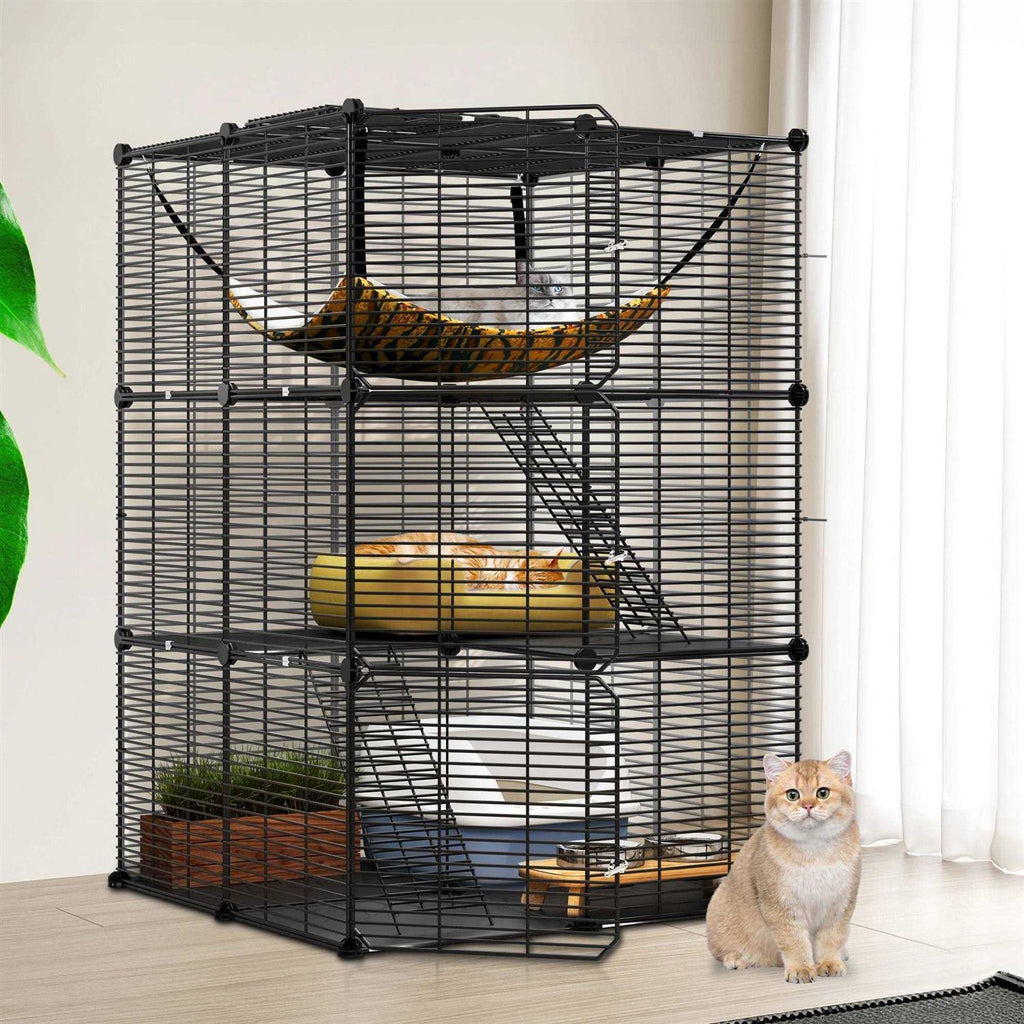 Cat Cage Cat Enclosures Cat Kennel with Extra Large Hammock F450698