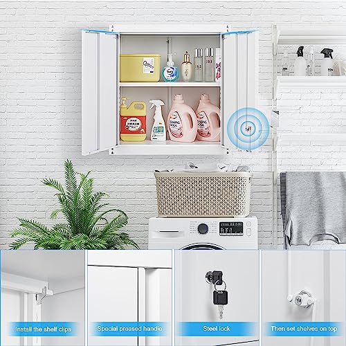 Metal Wall Cabinet with Doors and Adjustable Shelf M383849