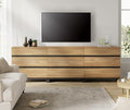Oak TV Stand with 3 Drawers and Metal Base D33518