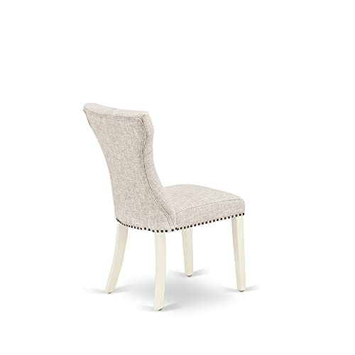 7 Piece Rectangle Dining Table with 6 Doeskin Linen Fabric Upholstered Chairs V1646
