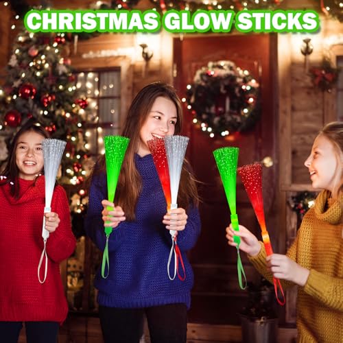 12 Pack Red White Green Fiber Optic Glow Sticks T81288