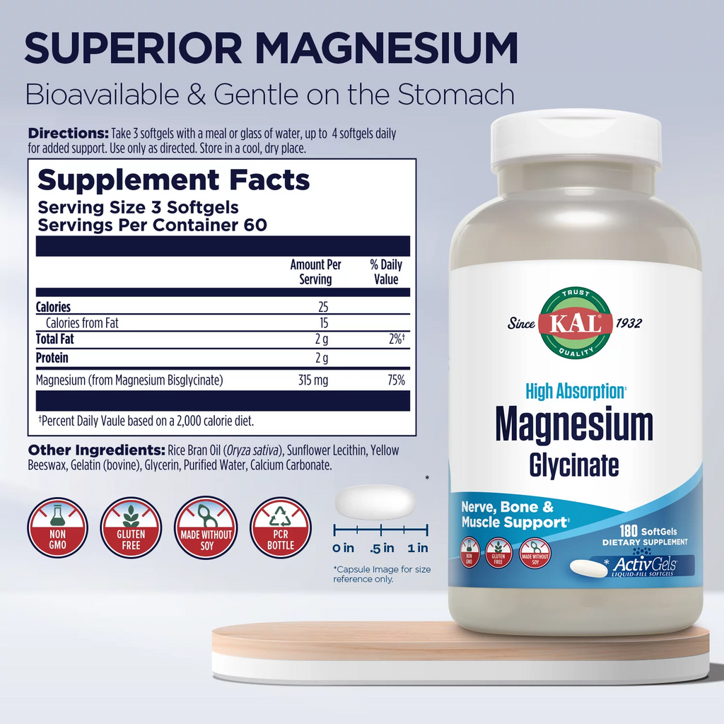 Magnesium Glycinate 315mg 180 Softgels S630