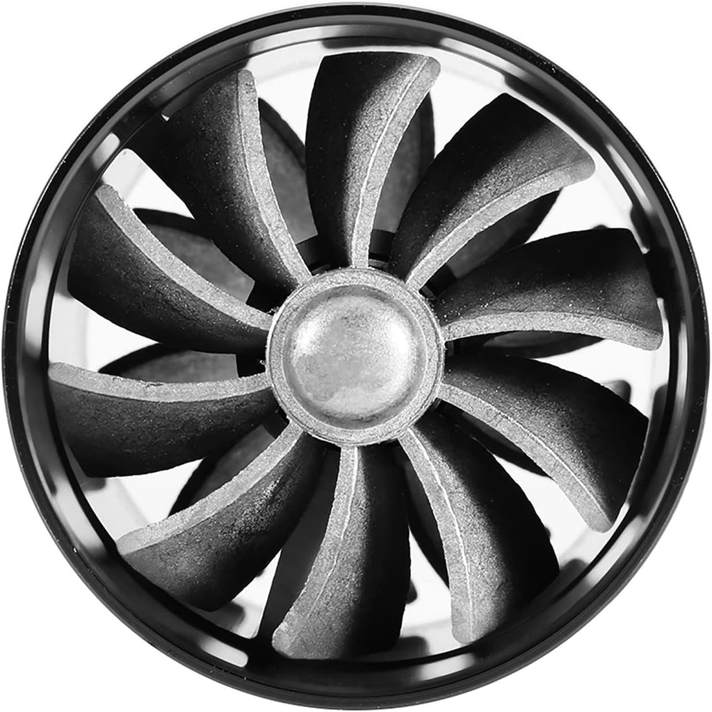 Twin Fan Turbine Car Air Intake Turbocharger Super Gas Fuel Saver (Black) T265