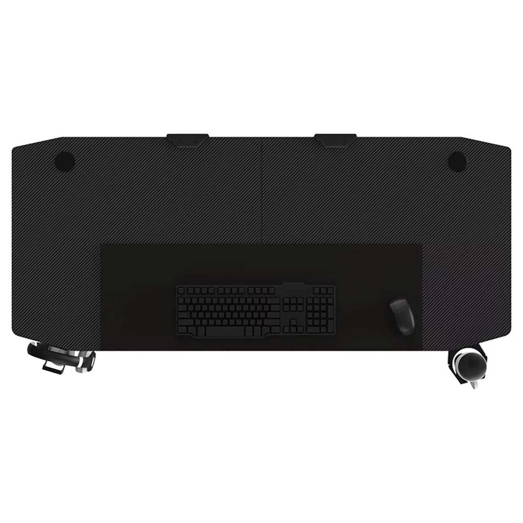 Black Ergonomic Gaming Desk with Headphone Holder, Cup Holder, Mouse Pad A155