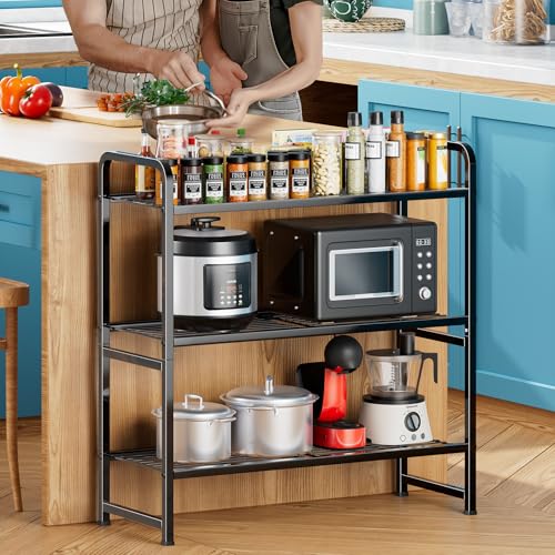 Black 30.75 Inch Heavy Duty Metal Wire 3 Tier Shelving Unit C1390