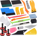 Vinyl Wraps Applicator Tool Kit with Felt Squeegees, Plastic Scraper, Wrap Knife and Blades, Magnetic Holders, Cleaning Cloth, Gloves and Finger Sleeve A8043