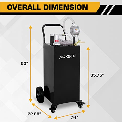 30 Gallon Portable Gas Caddy Fuel Storage Tank with Hand Siphon Pump and Rolling Solid Rubber Wheels Z134233