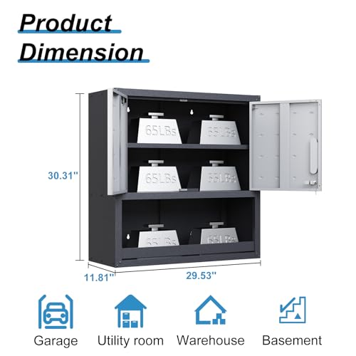 Heavy Duty Steel Wall Cabinet with 2 Doors and Adjustable Shelves N869