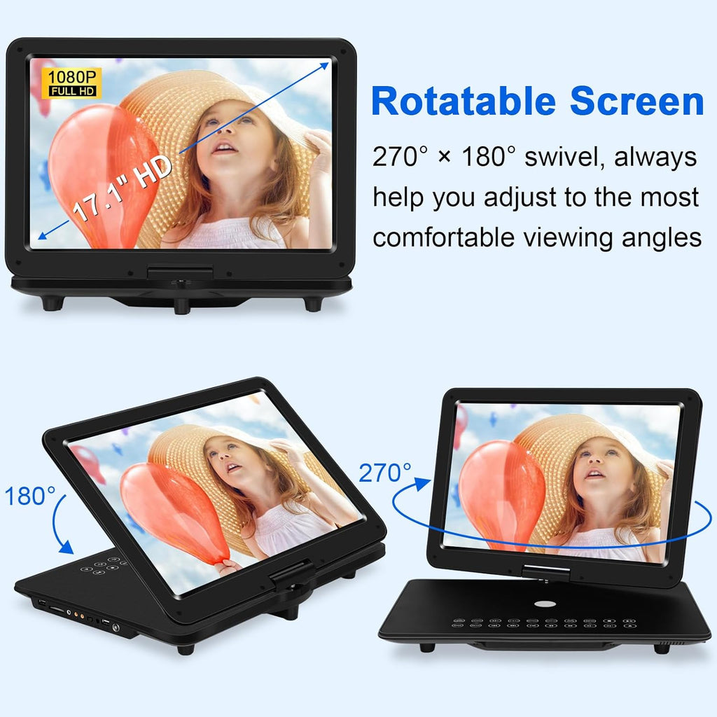 19.6" Portable DVD Player with 17.1" HD Swivel Screen W4266