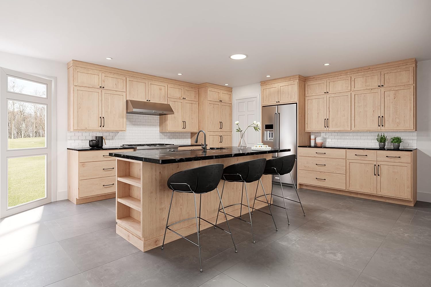 Raw Maple 24" D x 36" W x 12" H Shaker Style Hardwood Wall Kitchen Cabinets E613