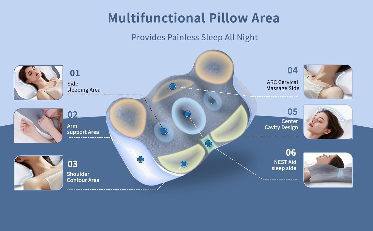 Light Gray Memory Foam Cervical Pillow L662