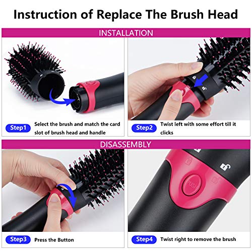 3 in 1 Ceramic Negative Ion Hair Dryer Brush with 3 Brush Heads B5289
