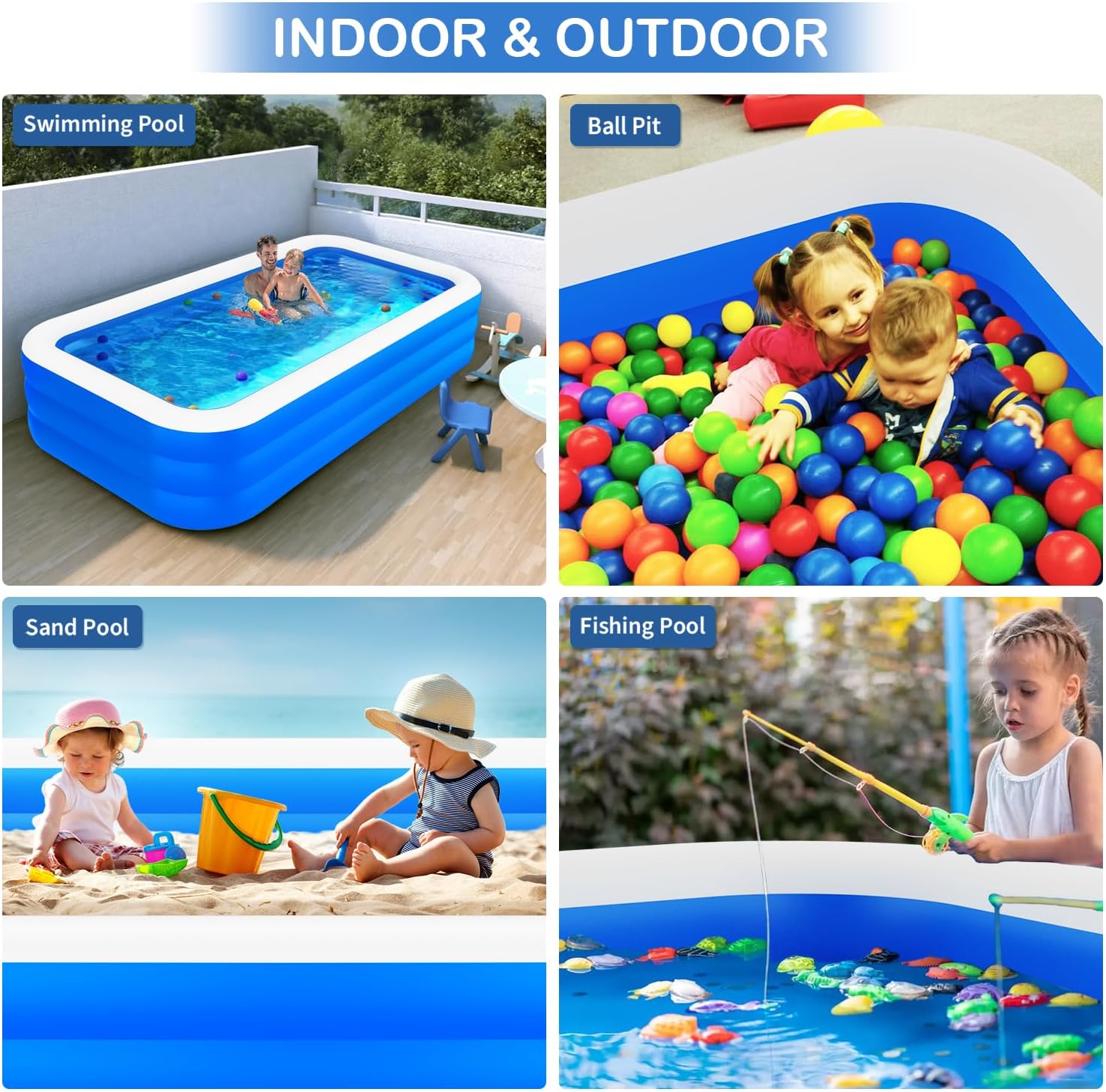 145" X 74" X 22" Inflatable Swimming Pool Z62282