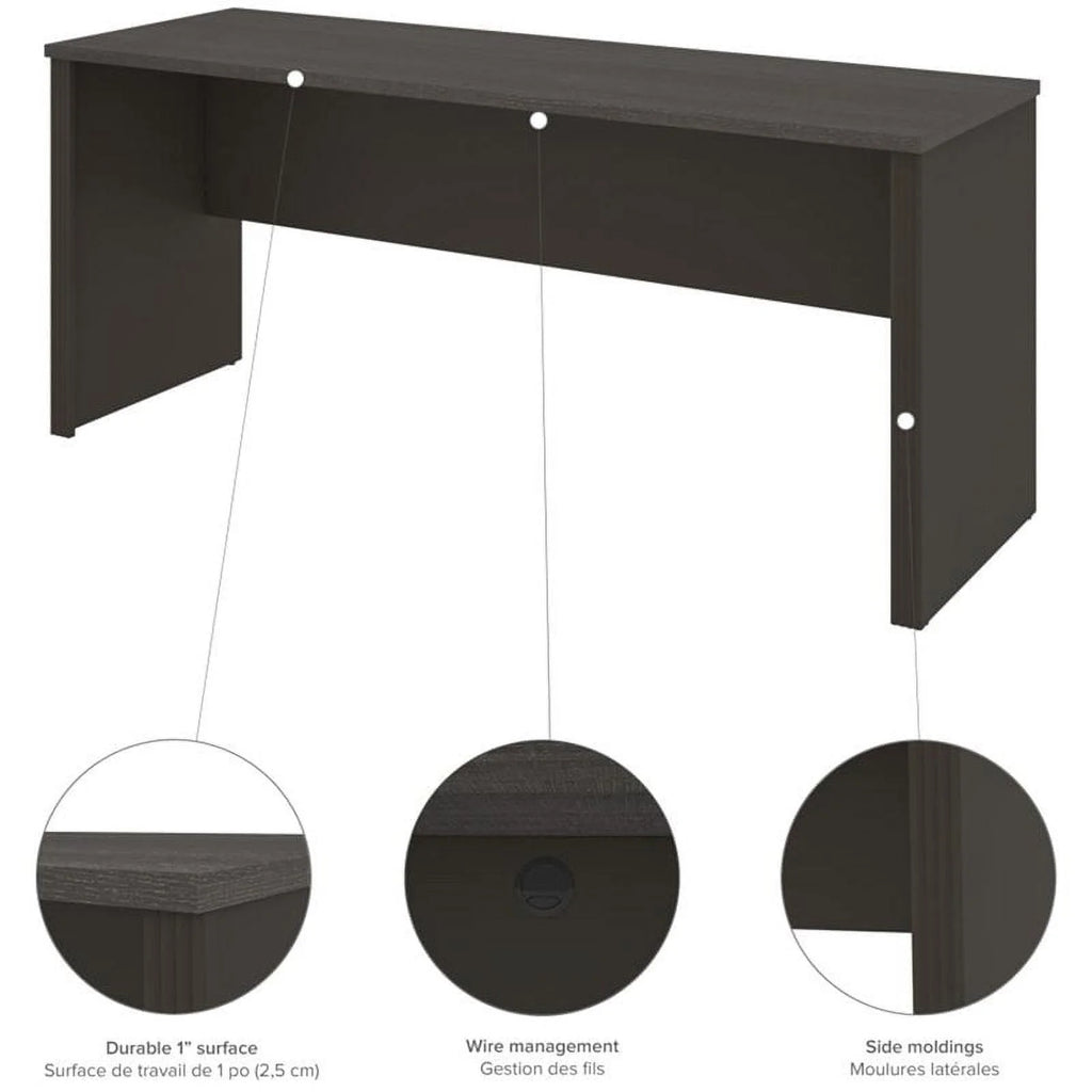 6 Piece Wood L Shaped Computer Desk with Hutch in Bark Gray M5284
