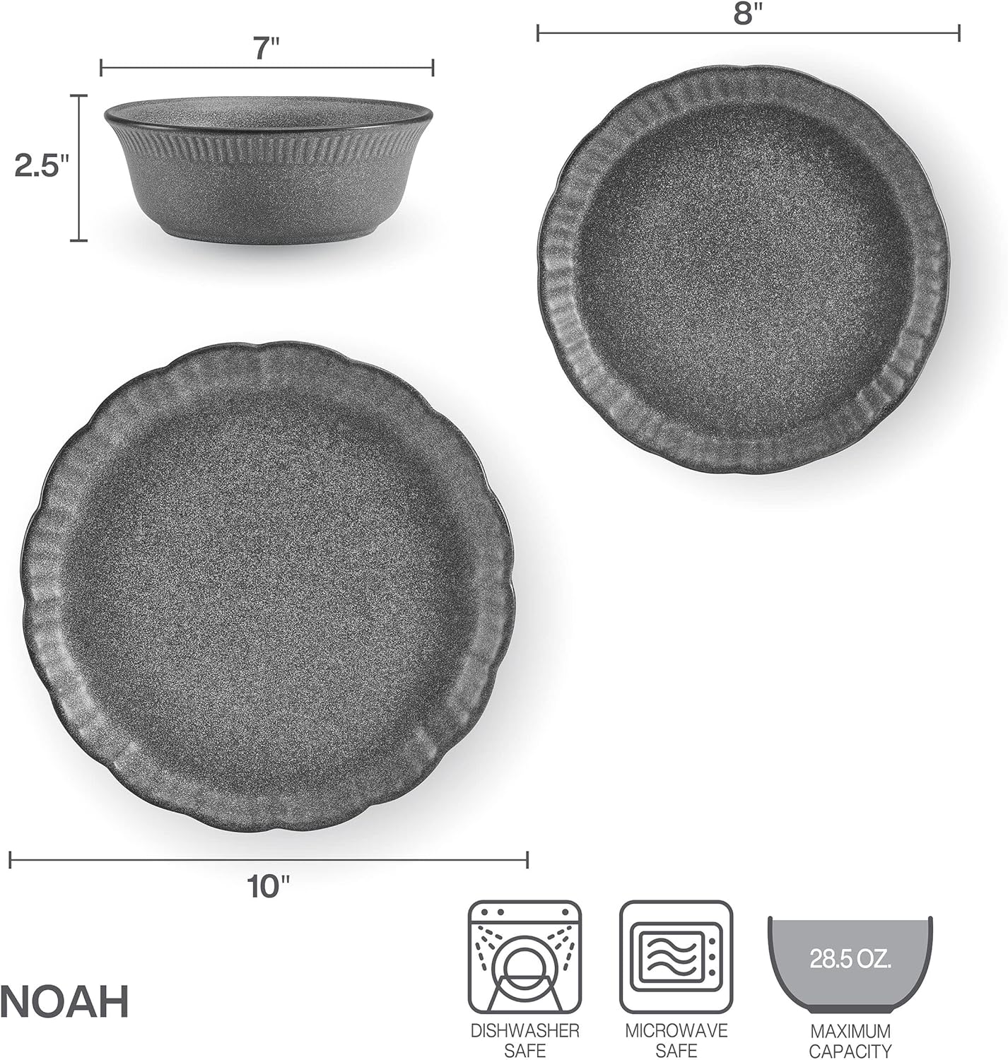 12 Piece Gray Dinnerware Set B1156
