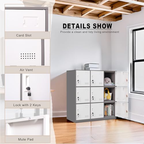9 Door Grey & White Steel Locker E28197