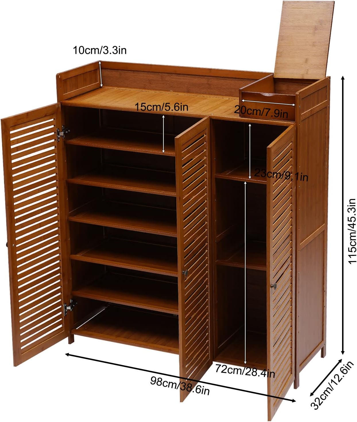 7-Tier Bamboo Shoe Storage Cabinet with 3 Doors O3453