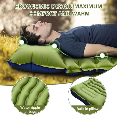 Ultralight Inflatable Sleeping Pad with Built-in Pillow Foot Pump O1868
