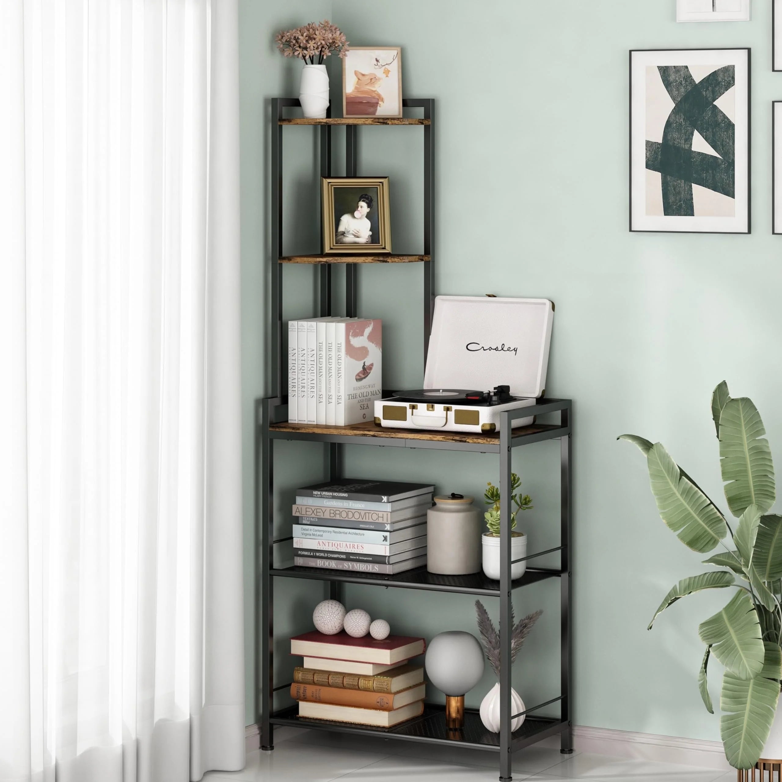 Black 5 Tier Corner Shelf W224159