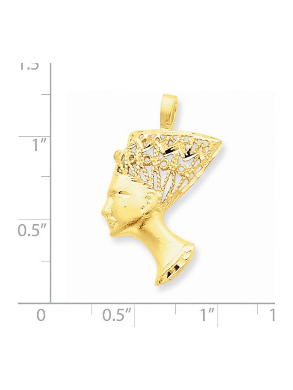 14K Yellow Gold Egyptian Nefertiti Charm Pendant Necklace with Chain X600138