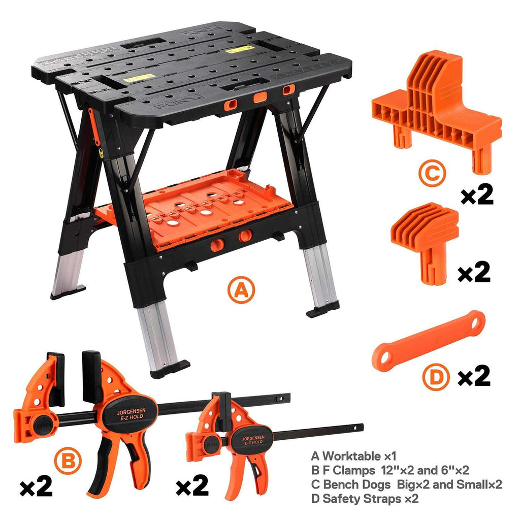 Portable Folding Work Table 2-in-1 Sawhorse Workbench K79723