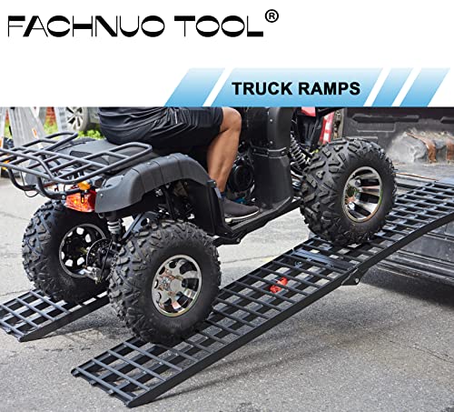 6.5FT Folding Aluminum Motorcycle Ramp with Load Straps V5077