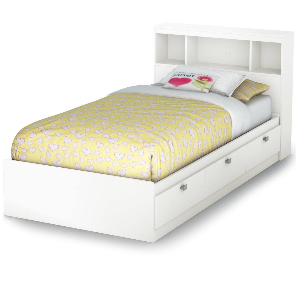 White Wood Twin Size Bookcase Headboard V54830