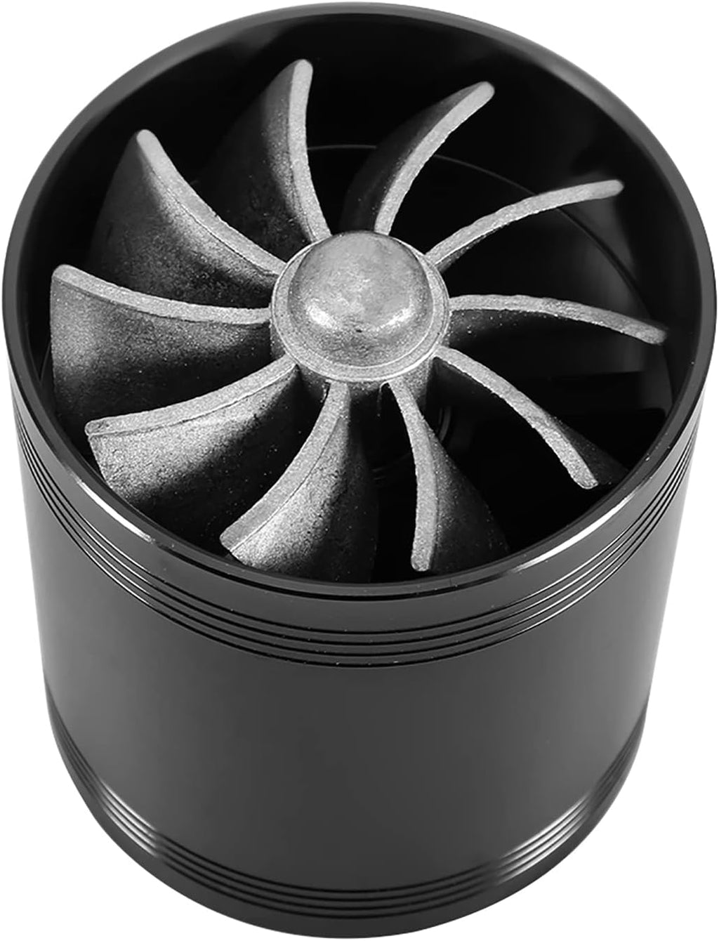 Twin Fan Turbine Car Air Intake Turbocharger Super Gas Fuel Saver (Black) T265