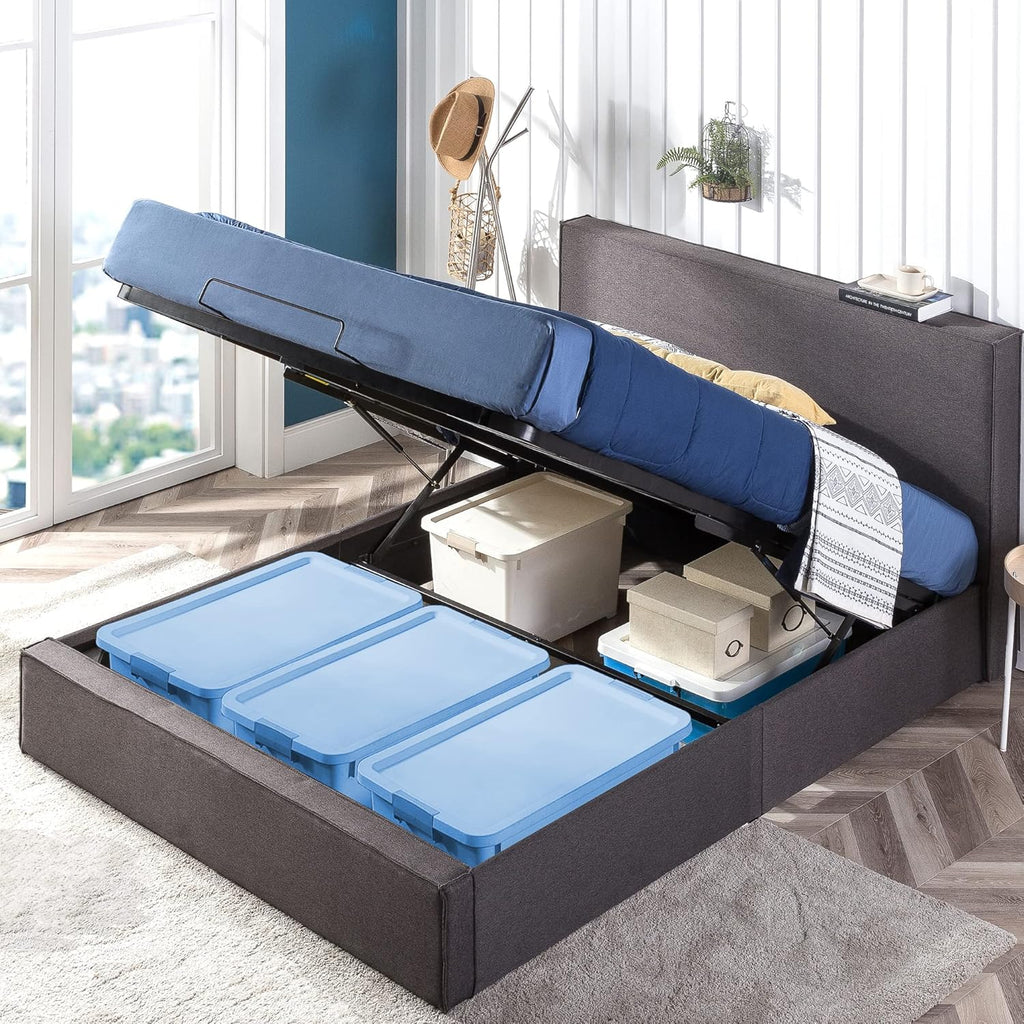 Queen Upholstered Platform Bed Frame with Hydraulic Lifting Storage H23575