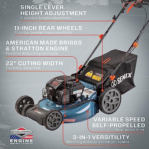 22-Inch Self Propelled Gas Lawn Mower with 163 cc 4-Cycle Engine G37604