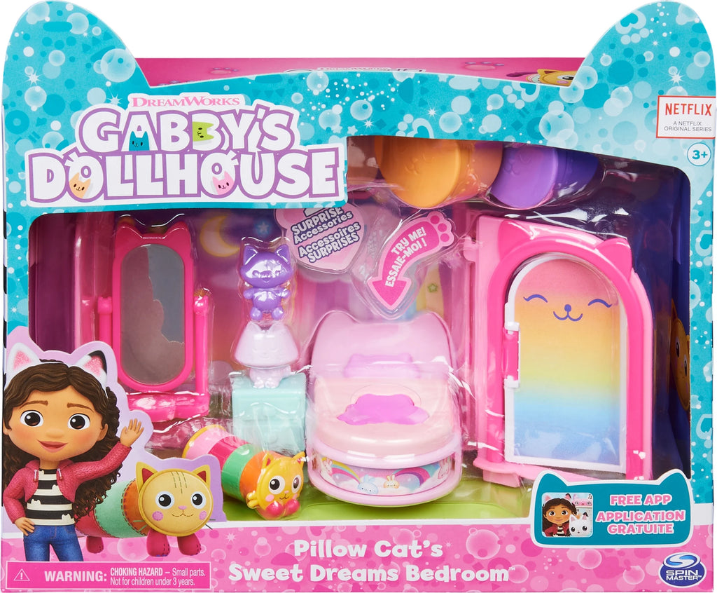 Sweet Dreams Bedroom with Pillow Cat Figure and 3 Accessories, 3 Furniture and 2 Deliveries K769