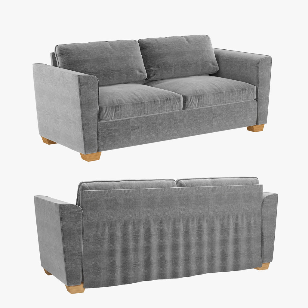 Grey Velvet Full Size Pull Out Sofa Bed with Foam Mattress R6077