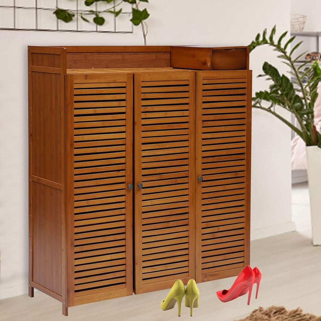 7-Tier Bamboo Shoe Storage Cabinet with 3 Doors O3453