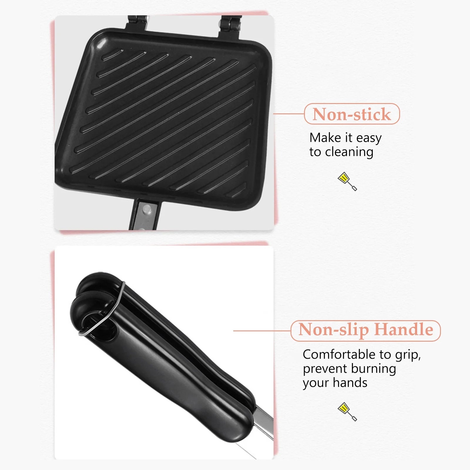 Non-stick Grilled Sandwich Maker with Insulated Handle V320