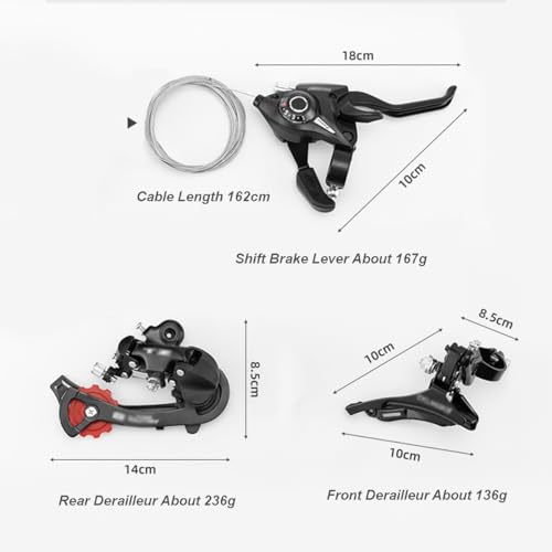 3x7 Speed Mountain Bike Gear Shift Brake Lever Set with Digital Gear Dial & Brake Cable S67461
