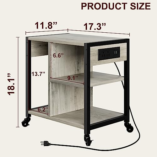 Rustic Gray 4 Tier Mobile Printer Stand with Storage Shelf S7104