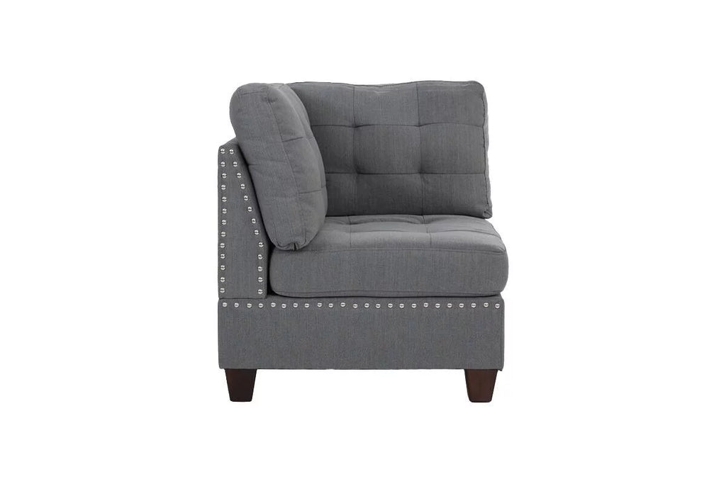 Gray Fabric 6pc U-Sectional Couch with 2 Corner Wedge, 2 Armless Chairs, 2 Ottomans P6675