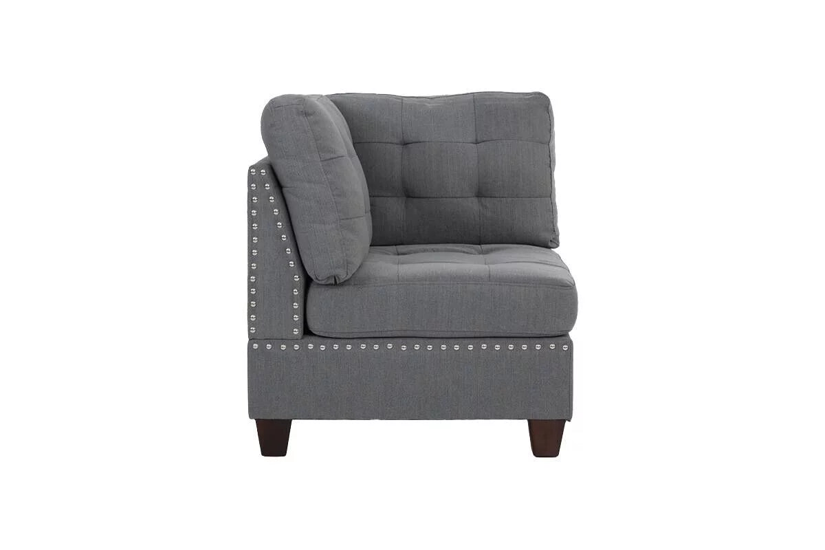 Gray Fabric 6pc U-Sectional Couch with 2 Corner Wedge, 2 Armless Chairs, 2 Ottomans P6675