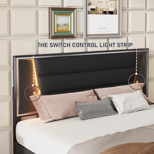 3-Pieces Queen Size Upholstered Bedroom Sets with LED Lights Y64225