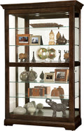 Espresso Curio Cabinet with Five Glass Shelves and Locking Slide Door H65752
