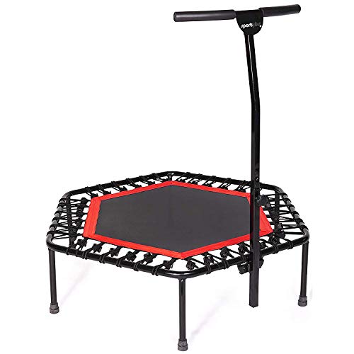 Blue/Green/Red Indoor Trampoline with Height Adjustable Bar Q55493