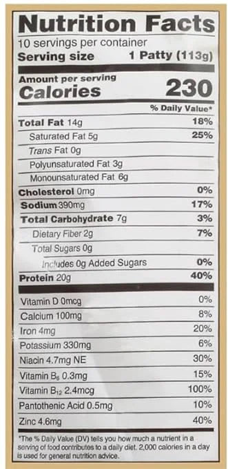 Plant-Based Burger Patties, 10 ct, 40 oz, Pack of 2 F201