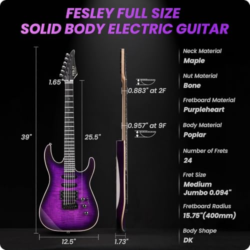 Black Solid Body Electric Guitar with 24 Frets R5356