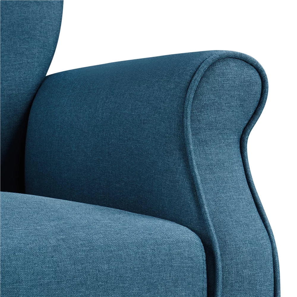 Navy Blue Upholstered Accent Chair with Wooden Leg E2860