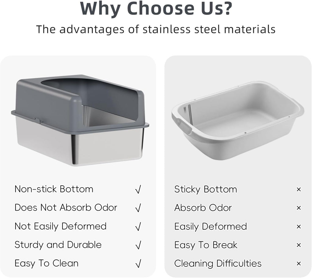 Stainless Steel Cat Litter Box with Lid U191438