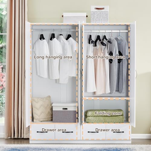 Gray Wood Armoire Wardrobe with 3 Drawers U997530