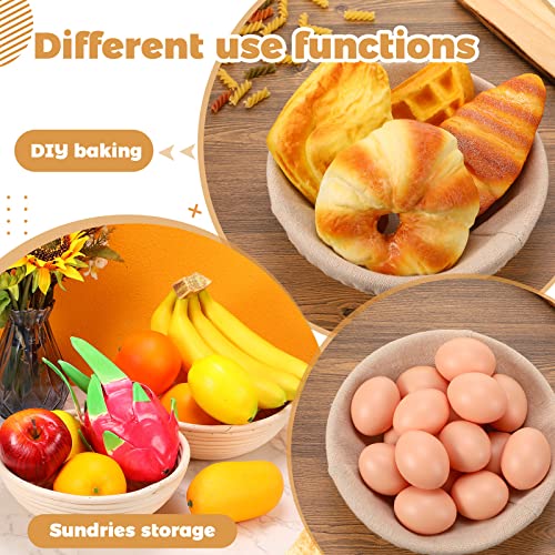 10 Pieces Banneton Bread Proofing Basket Round with Liners and Scrapers (8.5 Inch) D9968