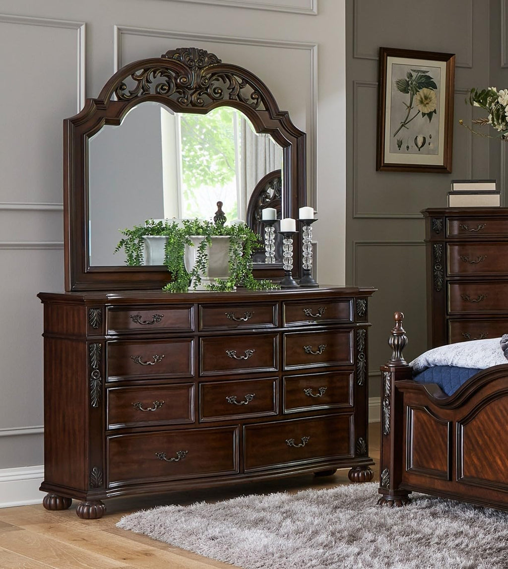 11 Drawers Cherry Finish Wood Dresser T827222