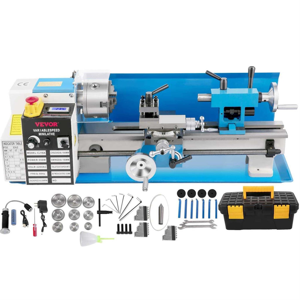 Mini Metal Lathe 7x14 Benchtop 550W Variable Speed Metal Lathe N230034
